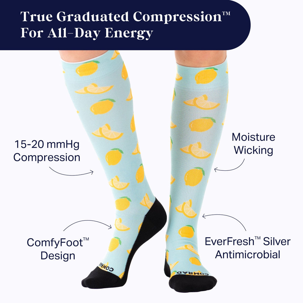Cute Compression Socks - Lemon Print