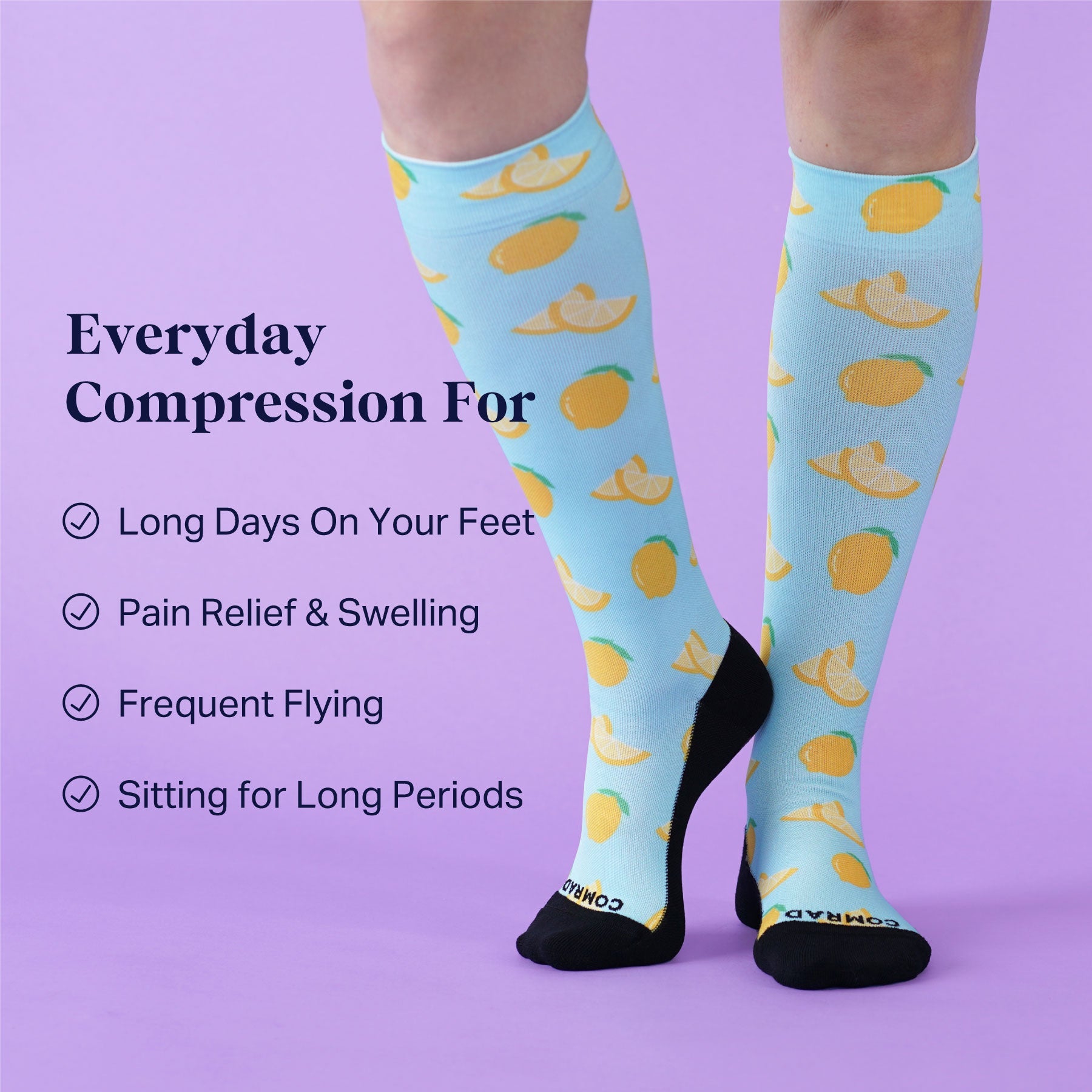 Cute Compression Socks - Lemon Print