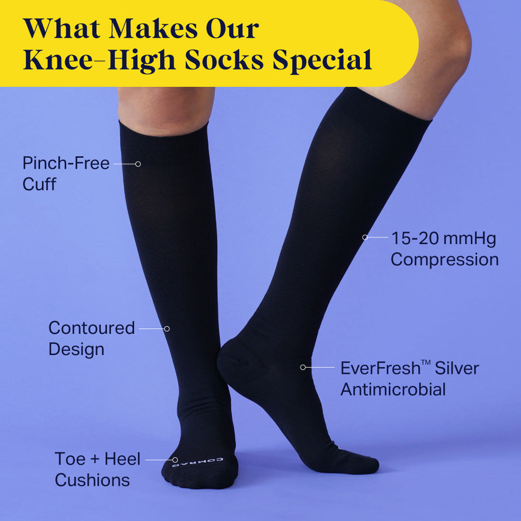 Knee-High Compression Socks - Solid Black