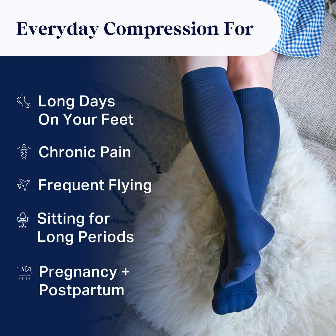 Knee-High Compression Socks - Solid Black