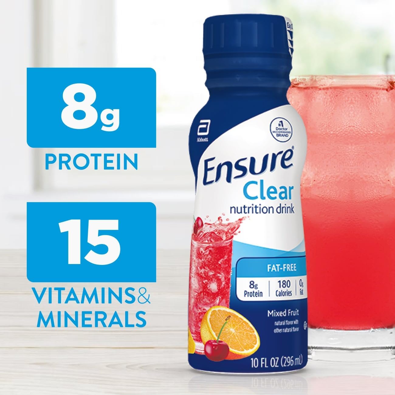 Ensure Clear Nutrition Drink, Mixed Fruit, 10 oz Bottle, CS/12